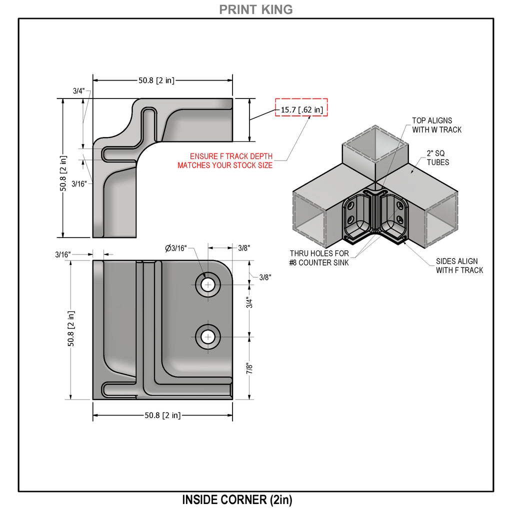 3-Way Inside Corner Connectors (F-to-W Track)