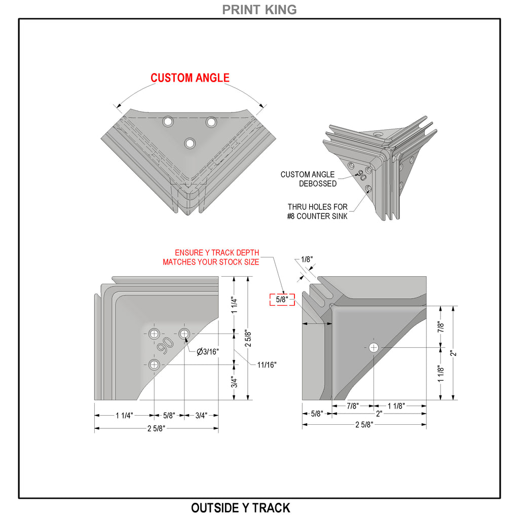 3 Way Outside Y track corner
