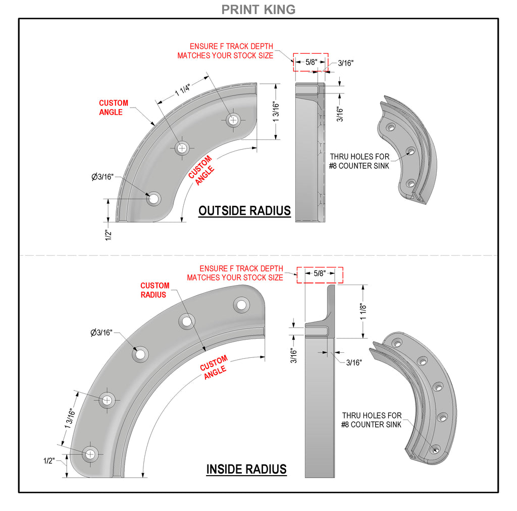 Custom Radius F track
