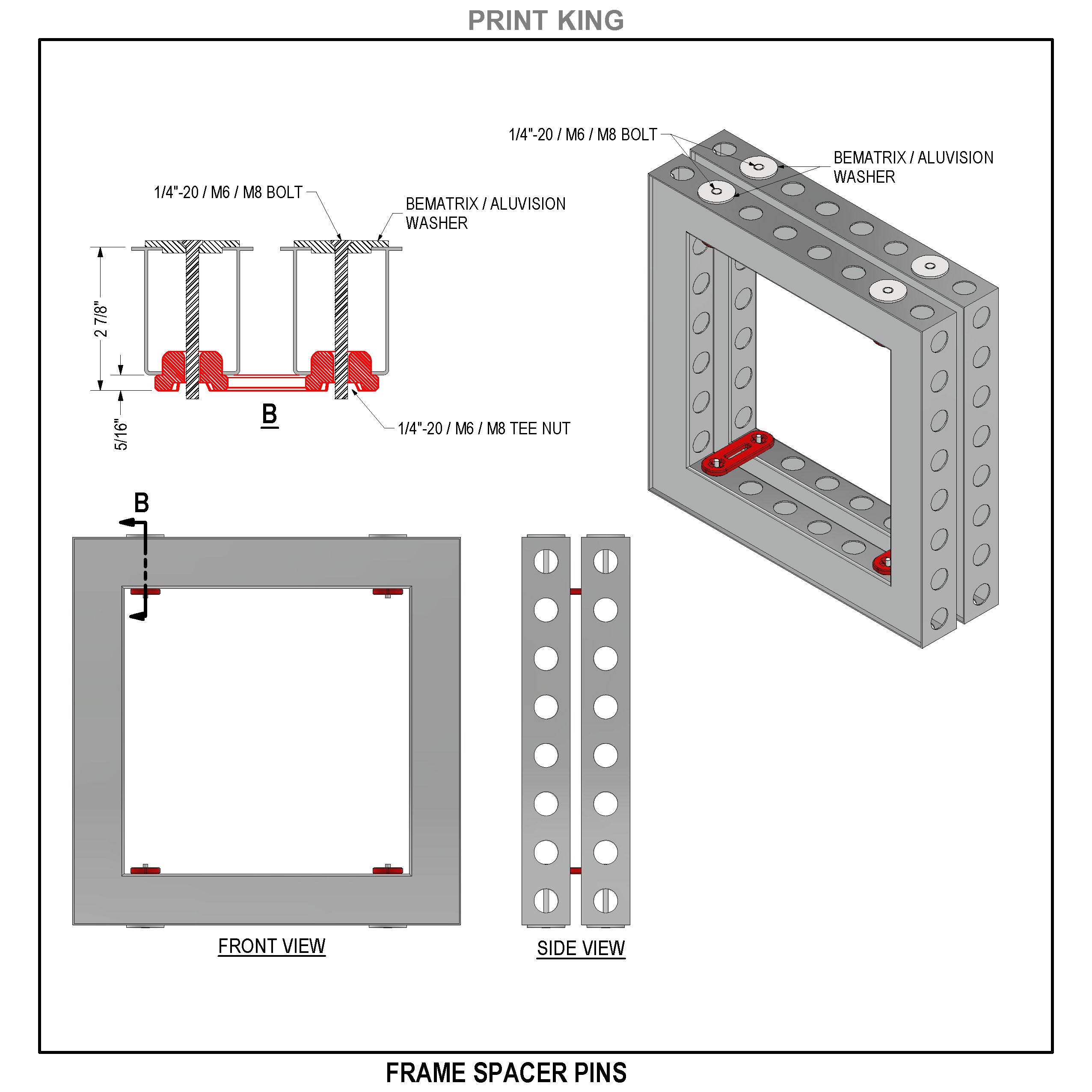Frame spacer pins (Bematrix / Aluvision compatible)