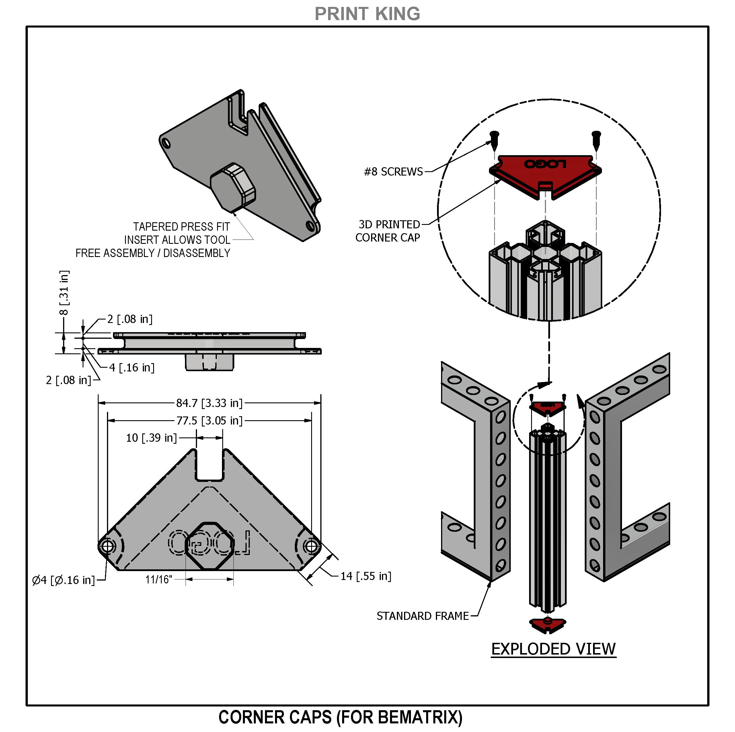 Screw-In Corner Caps (Select Bematrix or Aluvision compatible)