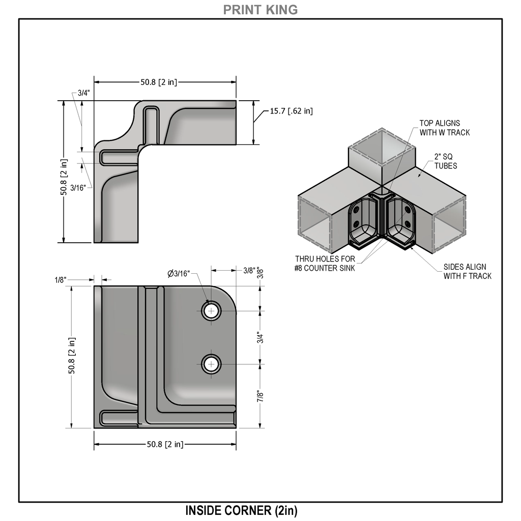3-Way Inside Corner Connectors (F-to-W Track)