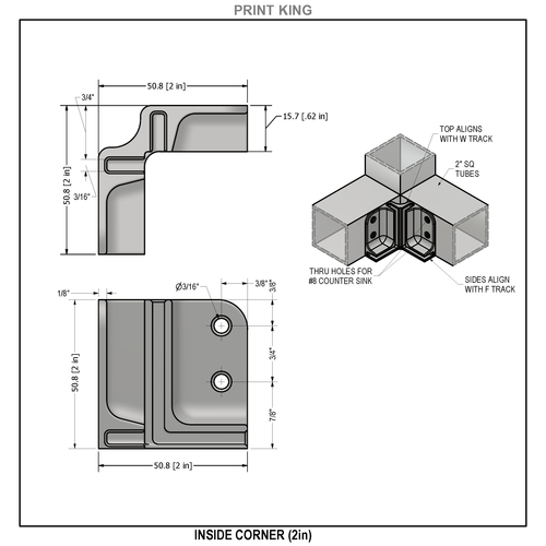 3-Way Inside Corner Connectors (F-to-W Track)