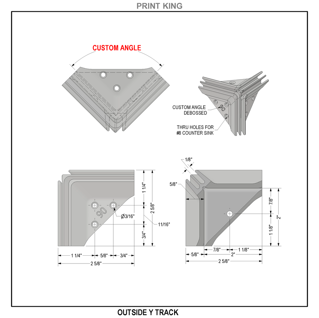 3 Way Outside Y track corner