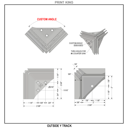 3 Way Outside Y track corner