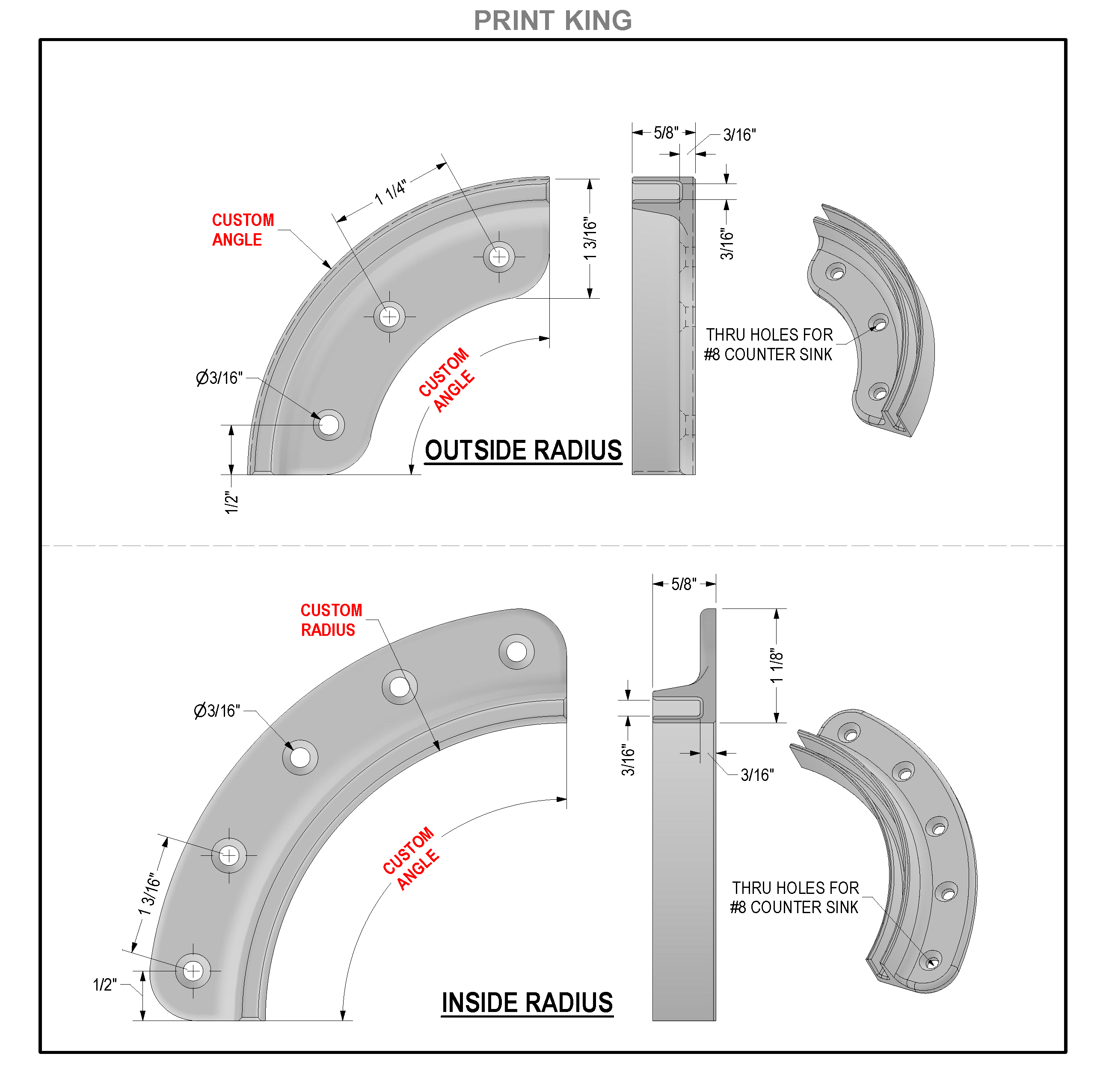Custom Radius F track